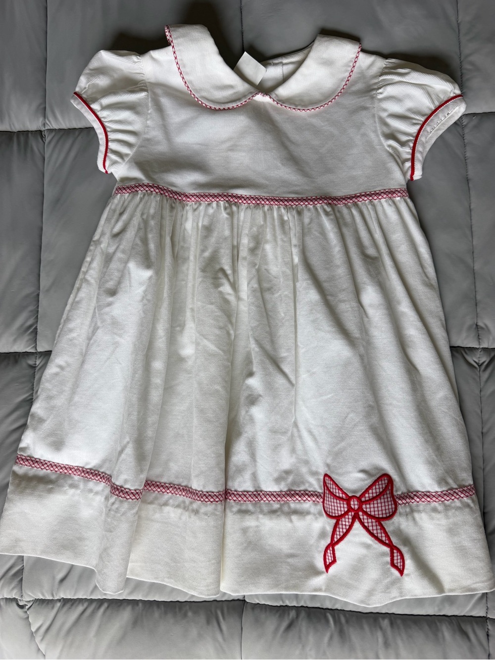 Classic White & Red Trim Girls' Formal Dress